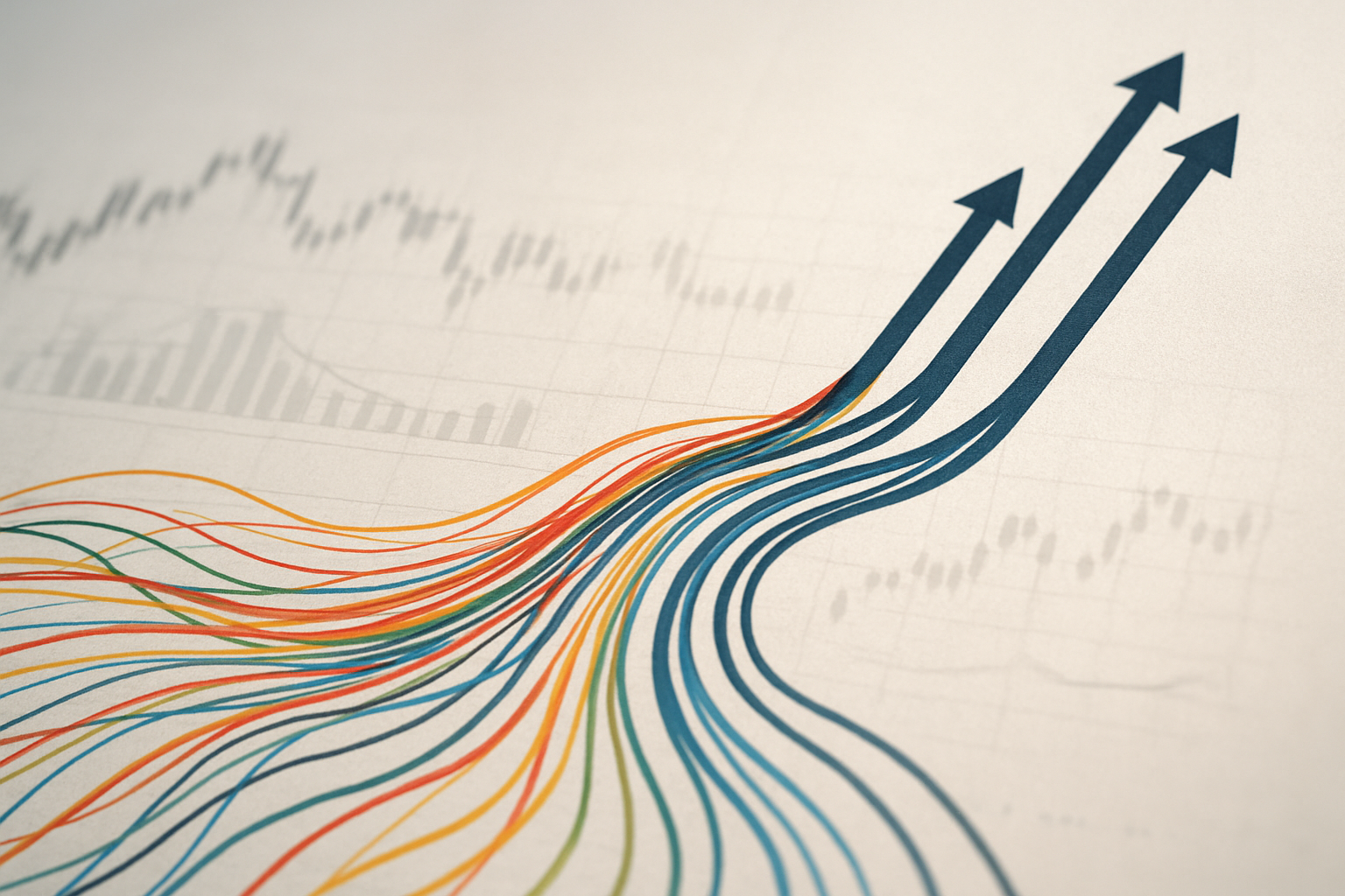 Rappresentazione astratta della liquidità nel Forex che si concentra sulle valute rifugio