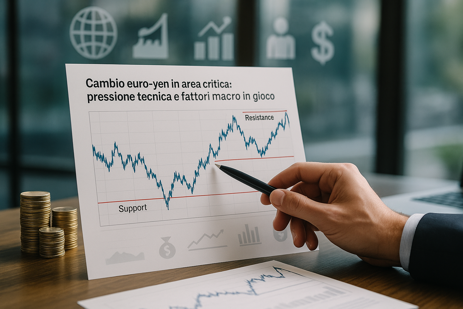 Analisi del cambio euro yen con supporti, resistenze e fattori macroeconomici