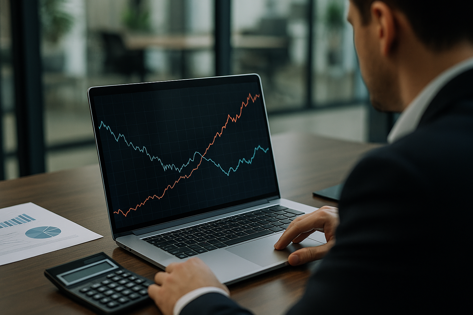 Andamento stilizzato del cambio tra dollaro e yuan con linee di mercato su sfondo neutro