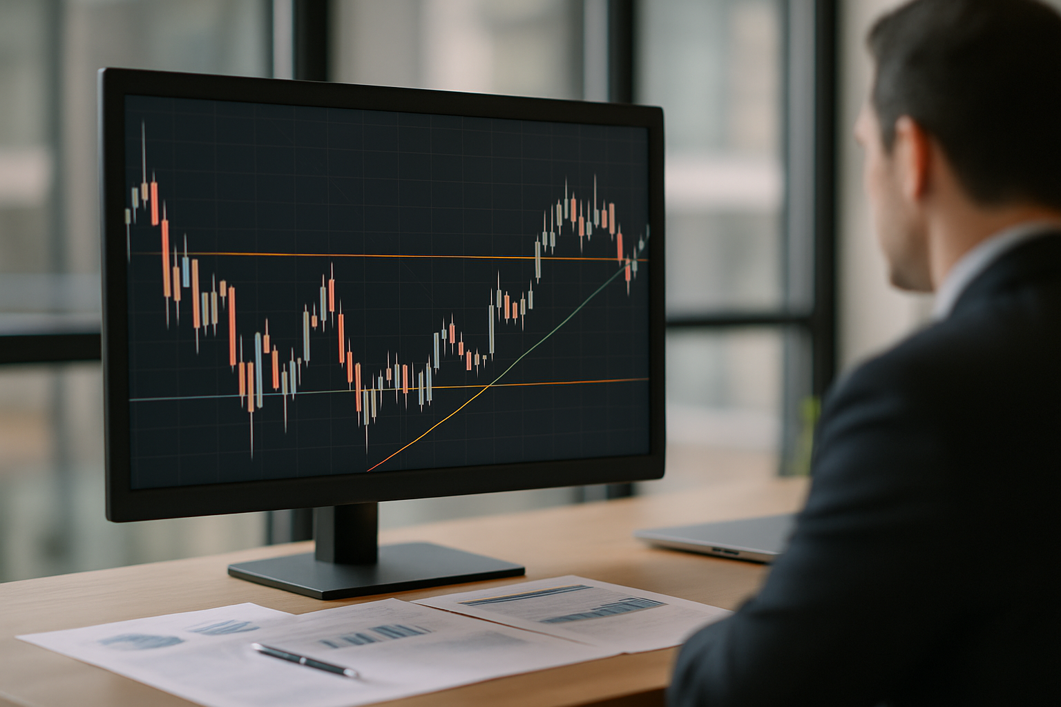 Grafico forex con range di consolidamento e livelli di supporto e resistenza
