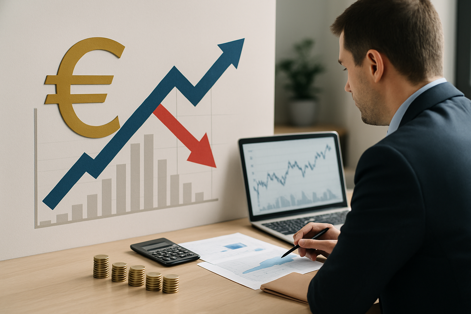 Schema di esportazioni e importazioni legato alla bilancia commerciale dell’area euro