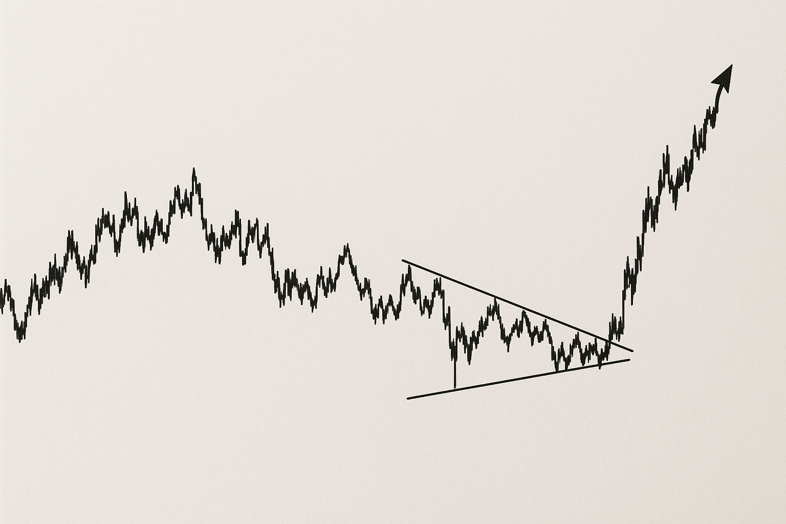 Grafico forex con fase di compressione del range e possibile breakout della volatilità