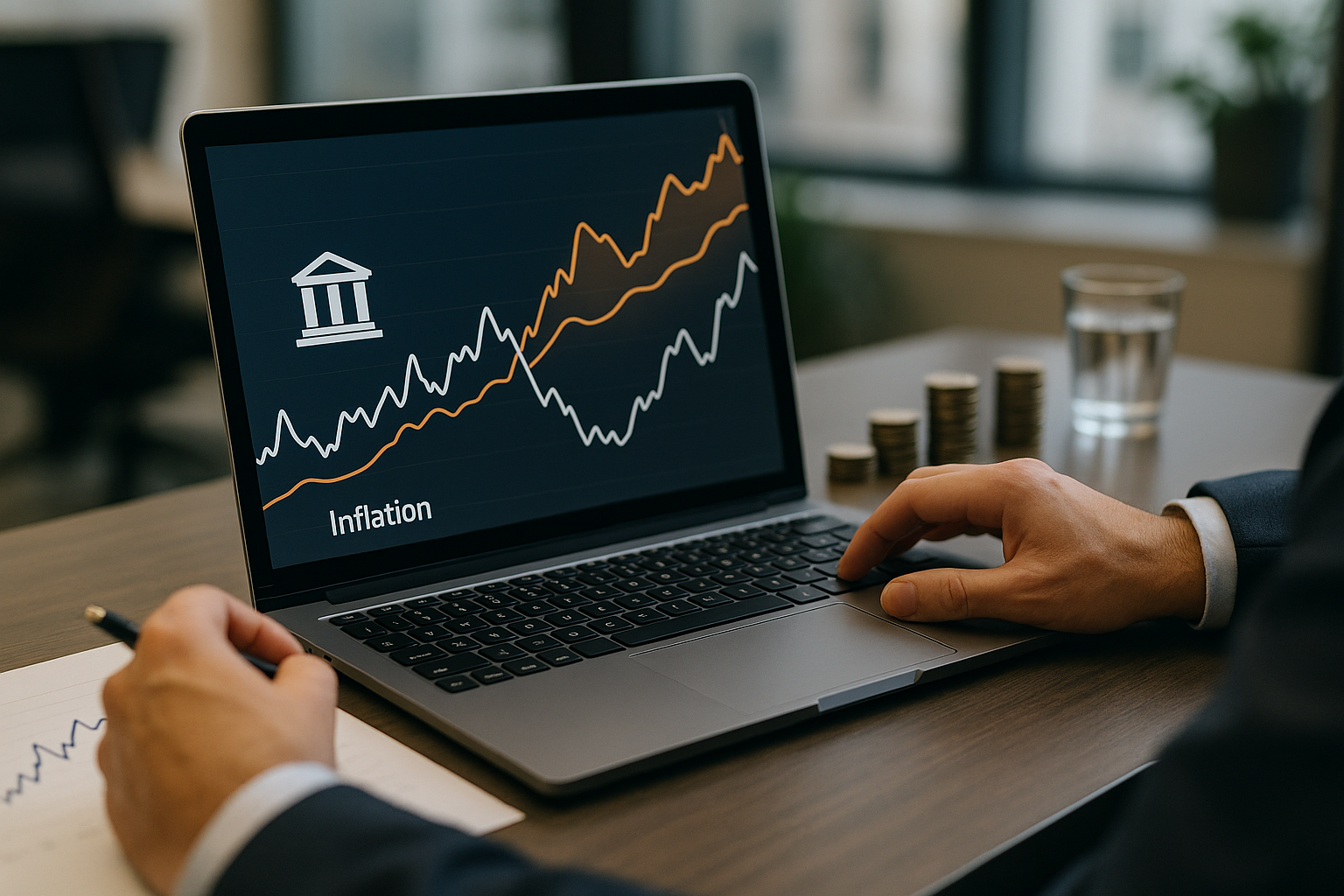 Andamento di un cambio Forex con indicatore di inflazione e riferimento alla politica monetaria