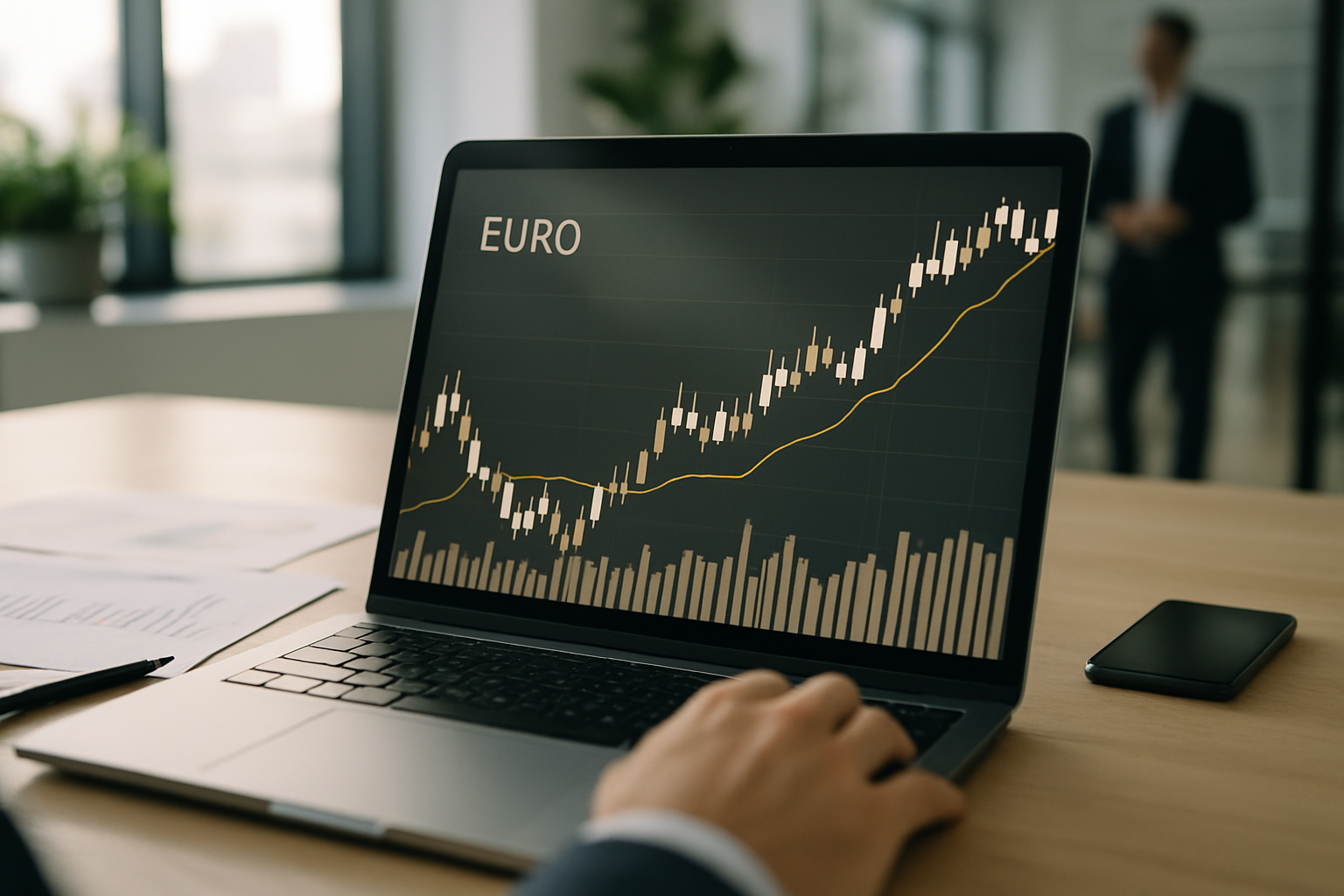Andamento stilizzato del cambio euro-dollaro con indicatori macroeconomici