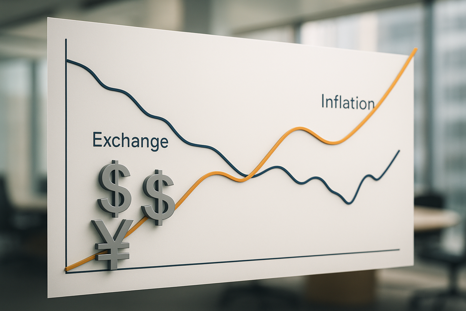 Andamento stilizzato di inflazione e tassi di cambio nel mercato valutario