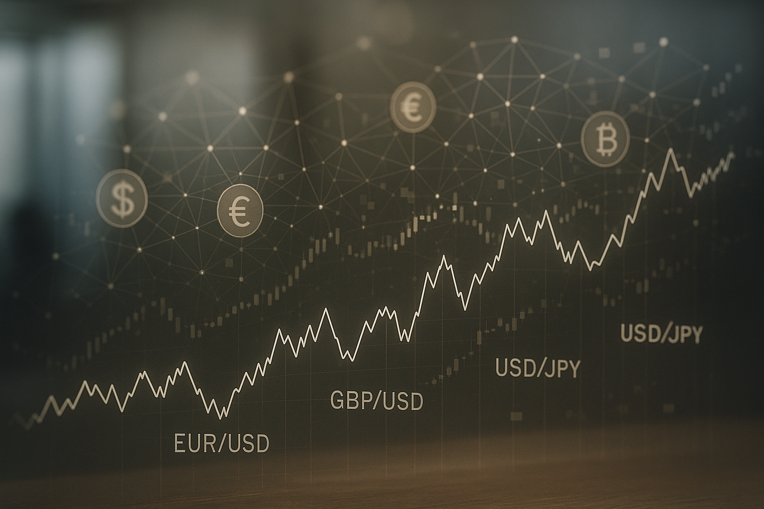 Rappresentazione astratta dell’integrazione tra valute digitali e mercato forex