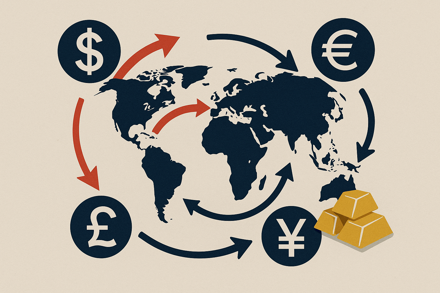 Schema concettuale delle riserve valutarie e dei flussi tra banca centrale e mercati globali
