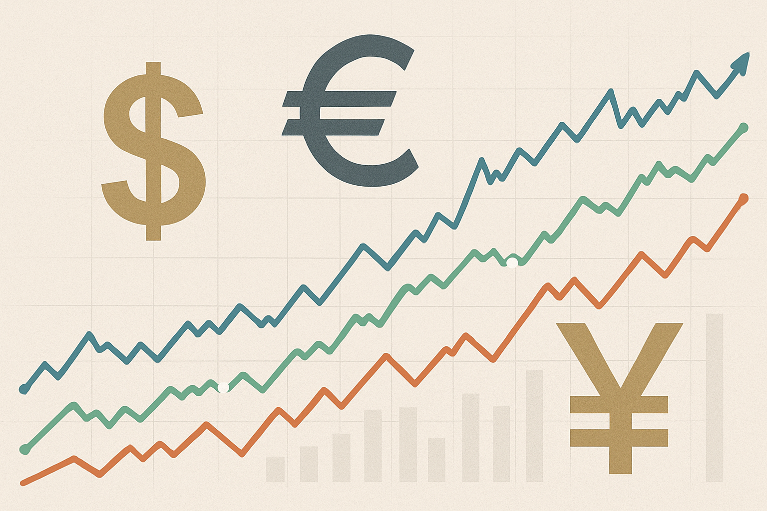 Andamento stilizzato del mercato valutario influenzato dalle decisioni sui tassi di interesse