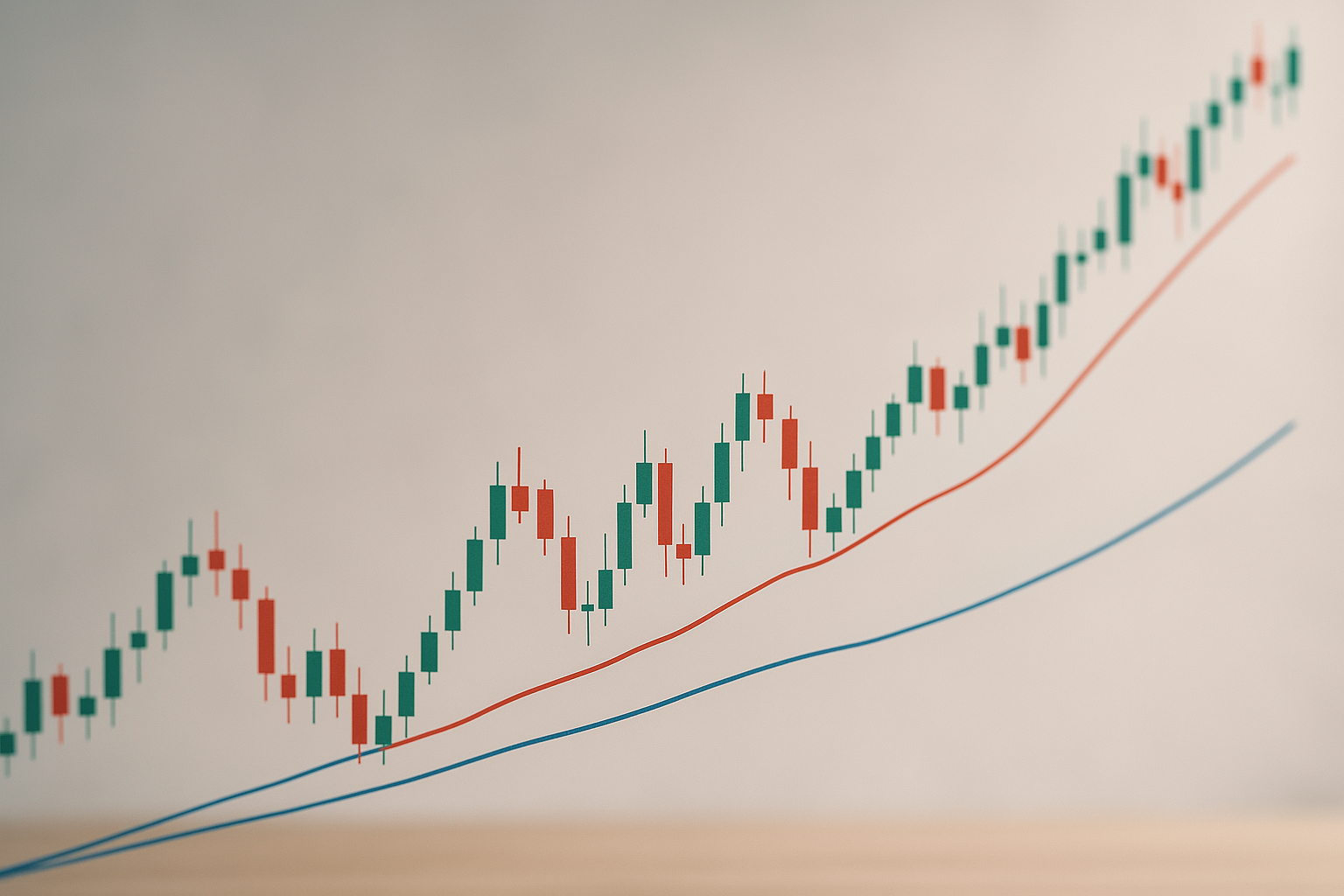 Grafico stilizzato del mercato Forex con candele e linee di prezzo