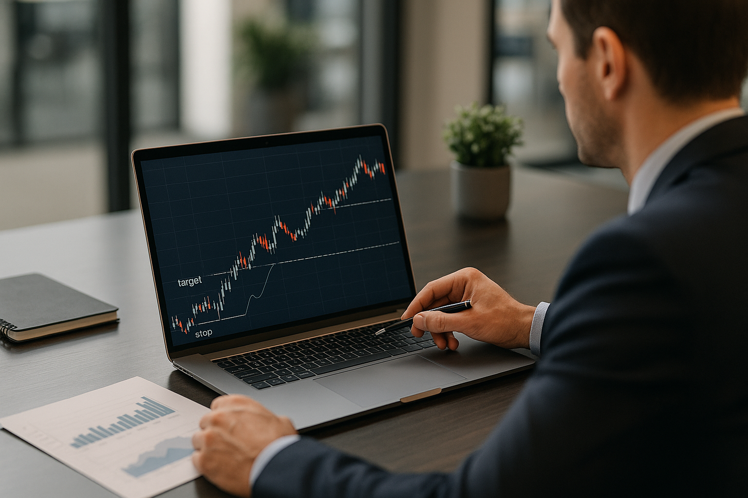 Schema di gestione dell’uscita con take profit, stop loss e trailing stop su un grafico di prezzo