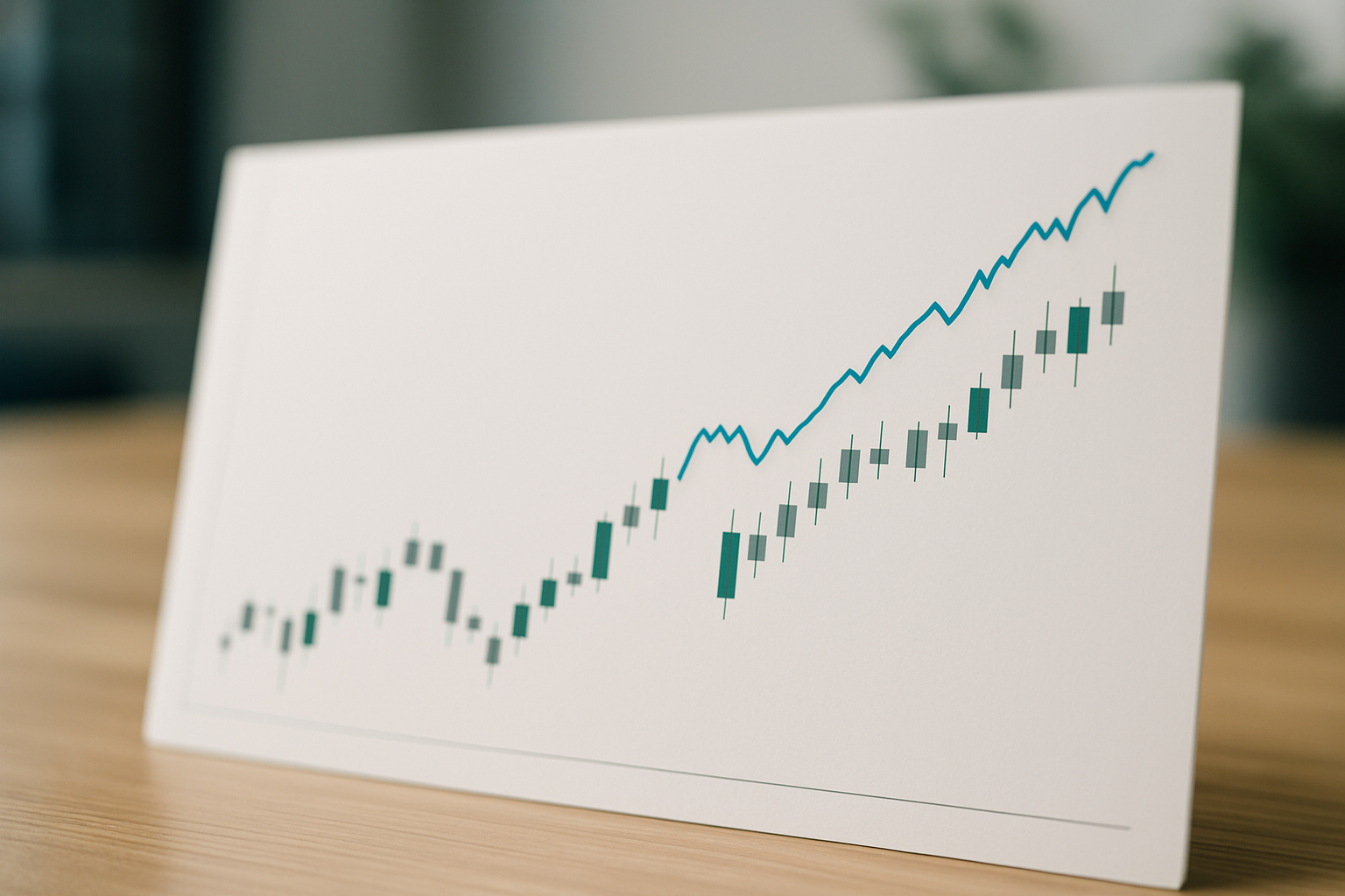 Grafico con candele e linea equity che rappresenta un backtest di strategia forex